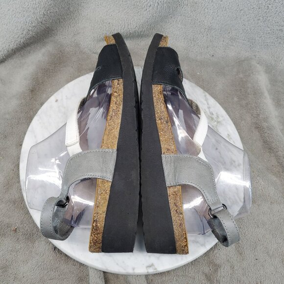 Naot Shoes Womens EU 42 US 11 Black & White Leather Sophia Sandals - Picture 6 of 9